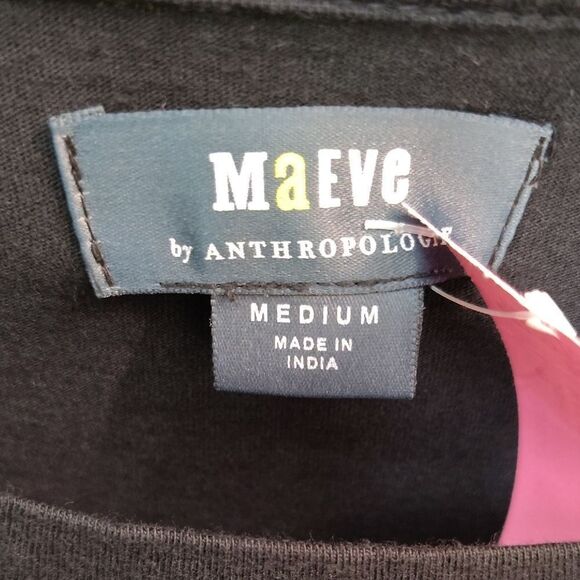 Maeve Black Ruffled Crop T-Shirt - Picture 2 of 3